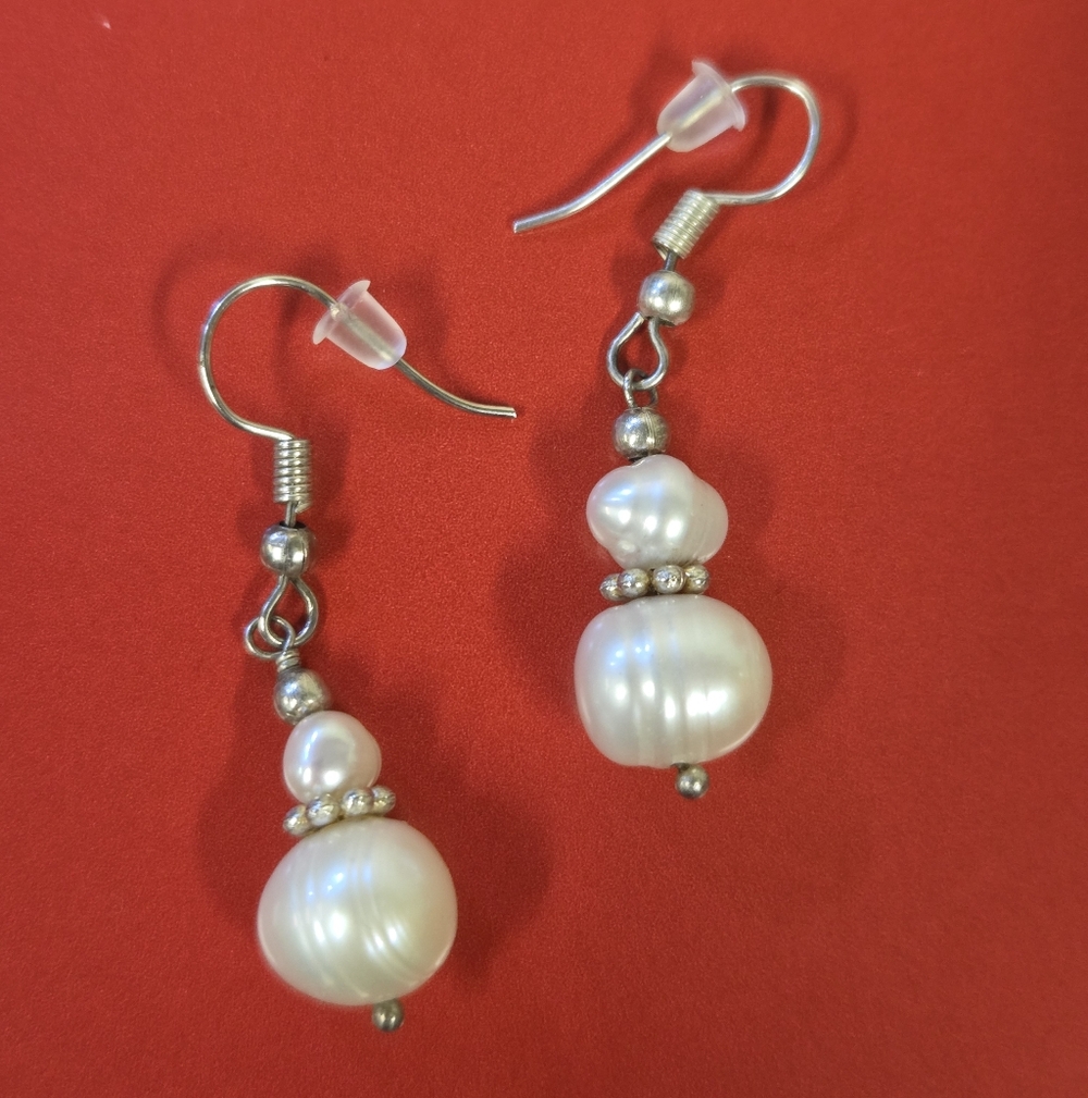 Double Freshwater Pearl Drop Earrings